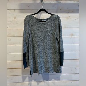 Reitmans | Heathered Grey Sweather w Faux Leather on Sleeves